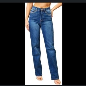 NWT Judy Blue Dad Jeans High Waisted Button Fly Straight Leg Stone Wash Blue 22W